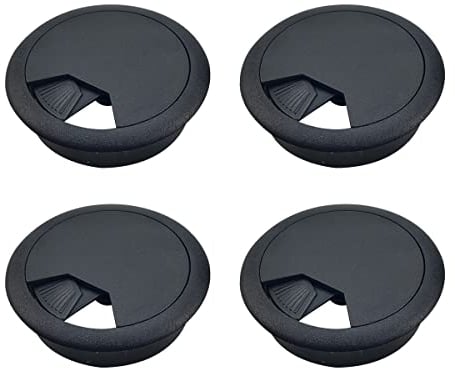 Aoen 4Pcs 50mm(2 inch) Desk Cable Wire Grommet, Black Desk Grommet Cord Cable, Plastic Desk Cord Cable Organizer Desk Grommet for Home&Office Desk Table Cable Tidy