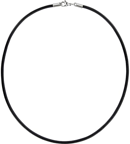 Auroris Echtleder Kette schwarz Dicke 3mm mit Karabinerverschluss ohne Verbindungsring aus Edelstahl Länge 70cm