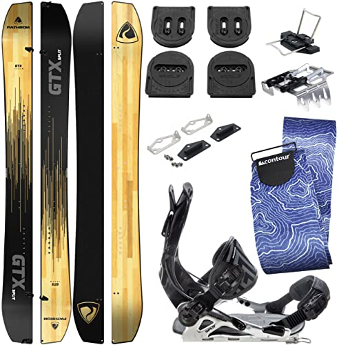 Pathron Snowboard Splitboard GTX Split inkl. Clips und Hooks + Bindung GT Alu Multientry Split + Voile Set + Contour Felle + Harscheisen (156 + Bindung XL)