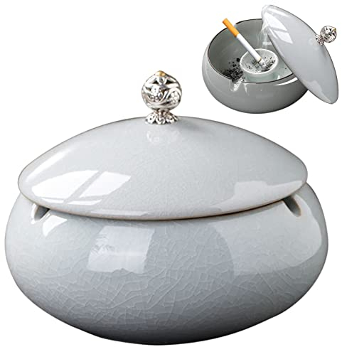 Mecctuck Cendrier en Céramique, Cendrier Coupe-Vent, Cendrier avec Couvercle, Cendrier à Cigare en Exterieur avec Couvercle, Cendrier, pour Exterieur Chambre à Coucher Jardin Balcon Bureau