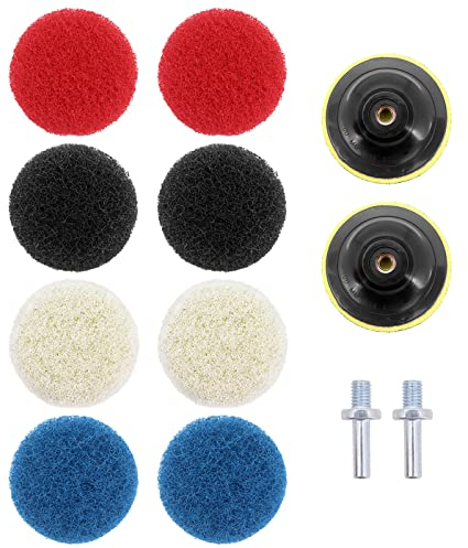 Yuhtech 12 Pcs 4 Pulgadas 100mm Disco Abrasivo para Estropajos para Cepillo de Limpieza/Cepillo para Taladro Eléctrico, con Soporte para Disco