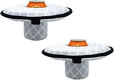 KOSTOO Lot de 2 porte-gobelets flottants en néoprène de grande taille pour piscine, fête, pour canettes, bouteilles et canettes à large goulot (gris) 9''x3.54''