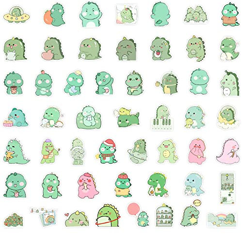 HNTR® Green Dinosaur Stickers | 50 Cute Baby Dino Decals | Fun & Aesthetic Dino-Themed Vinyl Stickers for Laptops, Water Bottles, Scrapbooks & Journals | Waterproof & Durable