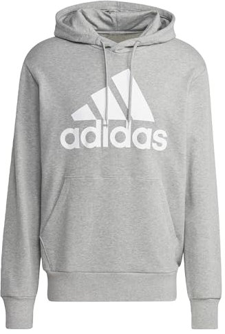 adidas Uomo Essentials French Terry Big Logo Hoodie, Medium Grey Heather, M