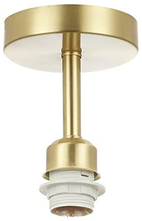 Satin Gold Brass Plated Ceiling Light Fitting for Industrial Style Light Bulbs | 12cm x 17cm | Suitable for Lamp Shades with E27 Lamp Holder by Happy Homewares