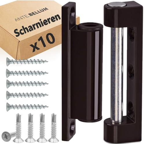 Tür und fenster scharniere Satz mit 10 Stück - Türscharnier, Türband, Fensterband, renovierband, fensterbeschläge ersatzteile, für Insektenschutz-Tür, Drehkippbeschlag (braun, 10x Scharnier)