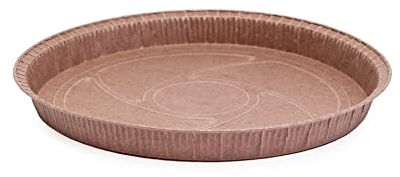 Ecopack Lot de 50 moules ronds en papier jetables pour tartes, gâteaux et quiches en papier antiadhésif, adaptés au four max à 220 °C, dimensions 22 x 2,5 cm