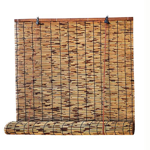 MOTOFUTURE Bambus Rollo, Hand-Woven Carbonized Retro Hintergrund Wand Decke Dekorative Schutz Privatsphäre Atmungsaktiv, für Büro und Haus-1M * 2M