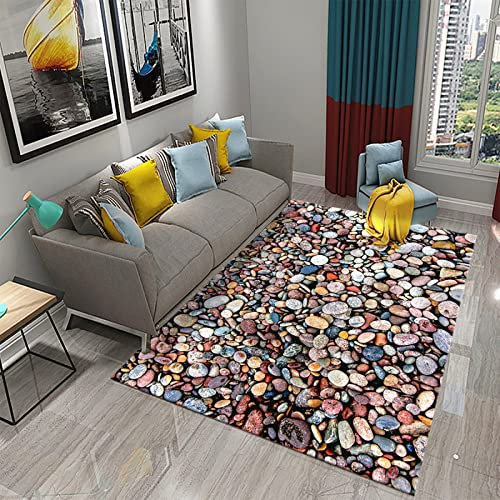 AMBATTERY 150X180cm 3D Steinteppich Matte farbige Kieselsteine Teppiche Wohnzimmer Teppich Couchtisch Unterlage Schlafzimmer Nachttischdecke