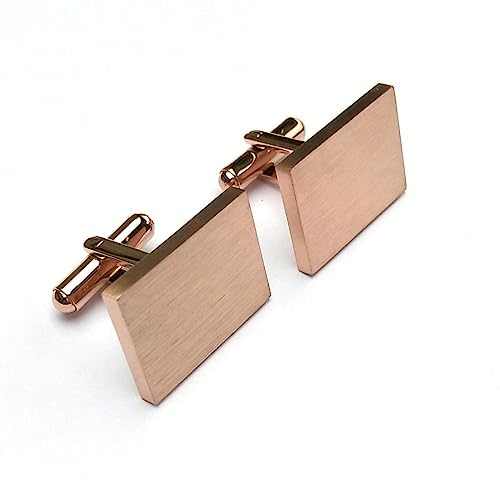 Manschettenknöpfe 2 Stück Edelstahl Manschettenknöpfe Rechteckige Manschetten Metall Titan Stahl Manschettenknöpfe Roségold