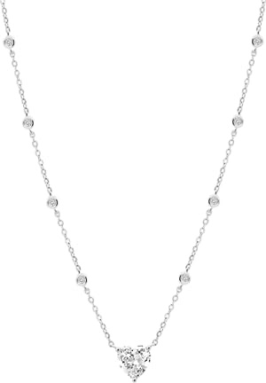 Lotus Collier Silver Argent Coeur oxyde