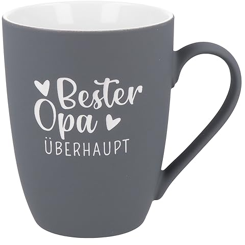 Spruchreif | Soft-Touch Tasse Grau Bester Papa überhaupt – Beidseitig gravierte Tasse mit liebevollem Spruch | Geschenk für Papa zum Vatertag, Geburtstag oder als Dankeschön