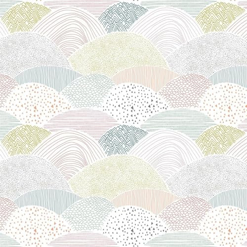 Timeet Peel and Stick Wallpaper 39x600cm Self Adhesive Wallpaper Striped Colorful Hill Pattern Sticky Back Contact Paper Soft Colour Vinyl Decorative Film for Girls Bedroom Living Room Wall Furniture
