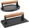 MOUYAT 2 Pack Cast Iron Burger Press, Non-Stick Burger Smasher, Round and Rectangular Meat Press for Grilling, BBQ, and Cooking