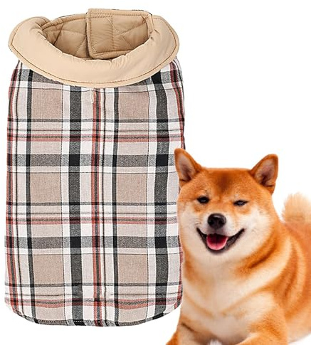 Winter-Hundejacke, gemütlich, wasserdicht, winddicht, Winter-Hundejacke, britischer Stil, kariert, für kaltes Wetter, mit Geschirr, Hunde-Winterjacke, Hundekleidung und Schneeanzug Uozonit