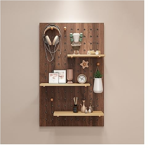 Paneles organizadores de Pared, Kit de tableros de Clavijas para Montaje en Pared, Dormitorio, Estudio, Oficina, baño, exhibición de Pared, Estante Combinado Modular (Color: marrón