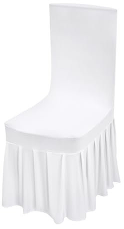 wanwanper Stuhlhussen, 20/30 Stück Stuhl-Schutzhüllen mit Rock, Hochzeit Stretch Stuhl Abdeckung Protektoren, universeller Esszimmerstuhl-Schonbezug für Hochzeit, Bankett und Party (20PCS, Weiß)