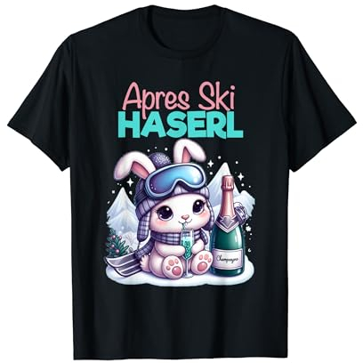 Skihaserl Mädchen Skifahren Frauen Apres Ski Hase T-Shirt