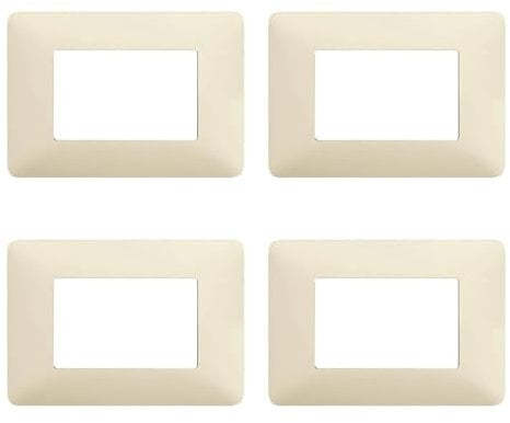 BRATEK 4 placchette interruttori luce compatibile con bticino matix, Placca matix 3 moduli compatibile, placche matix per frutti elettrici (Crema)