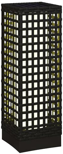 Outsunny Solarlampen Rattan mit Lichtsensor, Aufladbar LED Solarleuchte IP44 Wasserdichte, Outdoor Lampe Solarlaterne Außenleuchte für Garten Balkon Hof, 15,5 x 15,5 x 46 cm, Schwarz