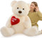 MorisMos 150cm riesen Teddys mit Herz, Beige groß teddybär XXL Kuscheltier, kuschelig Plüschbär XXXL, Valentinstag Geburtstag Liebesgeschenk Partnerin Ehefrau Mutter Kinder Freundin