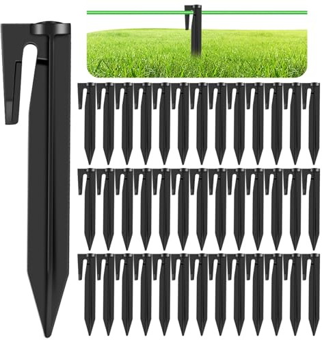 GROFIS 100 Pezzi Picchetti per Robot Tagliaerba, Stabili Chiodini in Plastica per Fissaggio Filo Perimetrale Robot Rasaerba, Ganci da Terra per Giardino Tenda, Compatibili Gardena Husqvarna Worx