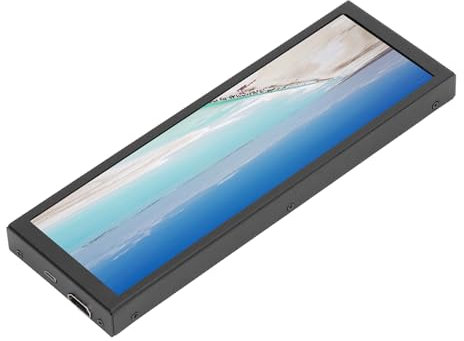 Touch Screen Monitor 7.9In PC Case Secondary Screen, IPS LCD Bar Screen Display Module DC 5V Display Panel Replacement with Power Cord for PC Case Without USB (Touchscreen)