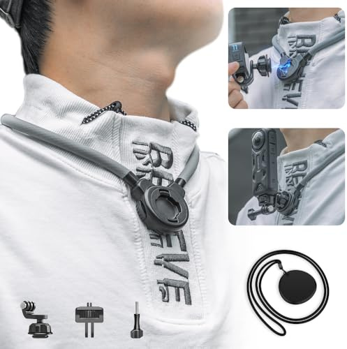SUREWO Magnetische Hals-Halterung für Go Pro, POV-Halskettenhalterung, Schnellspanner, freihändige Montagebefestigungen, kompatibel mit Go Pro Hero 13/12/11/10/9/8,schwarz, DJI Action 5Pro/4/3