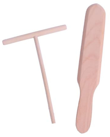 Fc'Noqgn 2 pcs Crêpes en Bois Spatule en Crepiere Râteau, Crepes lot de 2 distributeurs, pour Ustensiles de Cuisine Spatule Outils D'étalement Kit crêpes