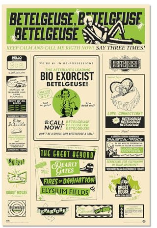 Grupo Erik Poster Kunstdruck Beetlejuice 2 Poster - Deko Wohnzimmer oder Deko Schlafzimmer - Deko Zimmer - Größe 61 x 91 - Offizielle Venom Fanartikel