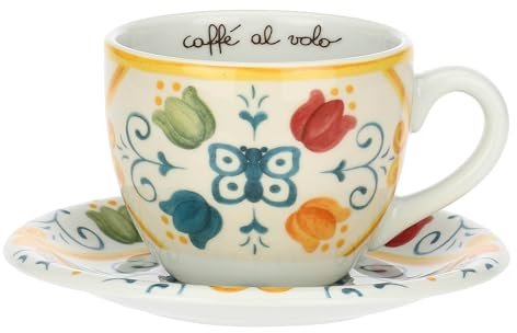 Tazza colazione con piattino in porcellana Eolia
