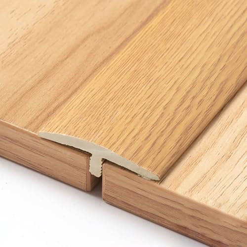 Raouoae Bande De Transition Autocollante en PVC - Profilé pour Joint en T, Solution Durable Entre Bois Et Carrelage, Finition sans Couture pour Revêtement De Sol(Eichenfarbe,2 * 100cm)