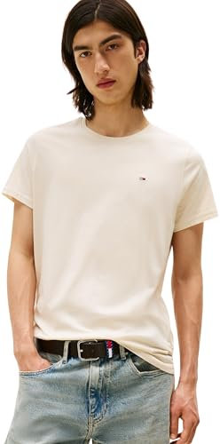 Tommy Jeans Herren TJM Xslim Jersey Tee Dm0dm04411 S/S T-Shirt, Beige (Desert Sand Dune), S EU