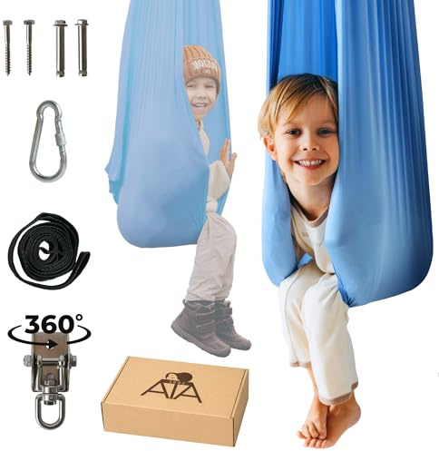 ATA zooz Sensory Swing for Kids & Adults (300 lb Capacity) - Indoor & Outdoor Therapy Swing - Soft Calming Hug Effect for ADHD, Autism & Sensory Seekers - Hardware Included