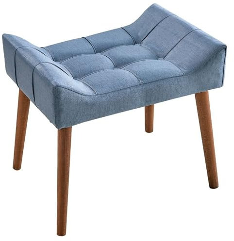 Atahome Dressing Table Stool Vanity Stool - Elegant and Comfortable Padded Makeup Dressing Table Chair for Bedroom Petunia (Blue)