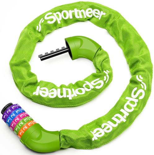 Sportneer Lucchetto a catena ad alta sicurezza, con combinazione a 5 cifre, antifurto, per bicicletta, moto, scooter, porta