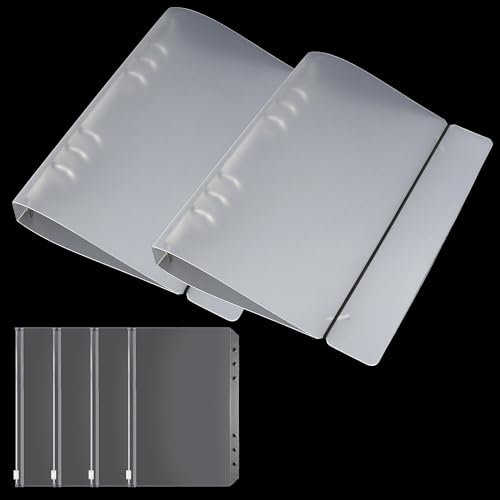 Copertina per Raccoglitore A5,2 Pezzi Raccoglitore ad Anelli A5 Trasparenti in Plastica con 4 Pezzi Tasche Raccoglitore a 6 Fori Budget Planner