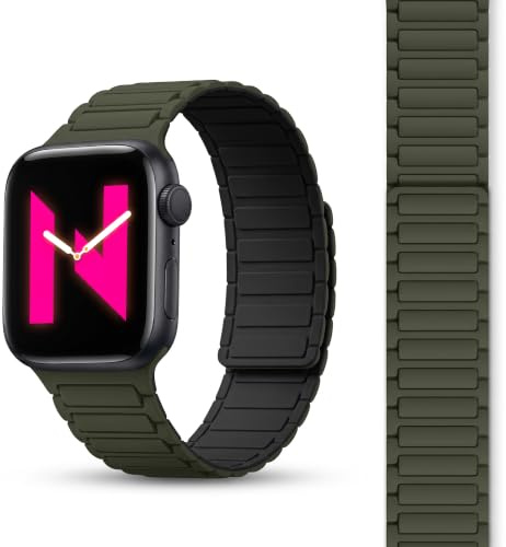 NALIA Nexus Magnet Armband für Apple Watch 38/40/41/42mm, Military Grün | 38mm/40/41/42 Serie 10