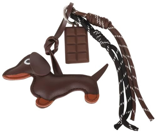 Taschenanhänger,Bag Charms,Dackel Schlüsselanhänger,Einschließlich Welpe und Schokoladen-Hanfseil,Hochwertiges Ledermaterial,Kann Als Schlüsselanhänger Verwendet Werden,Ein Geschenk für Freunde