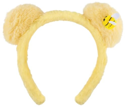 MUNSKT Bärenohren Haarreif Cosplay Stirnband Headband Gelbes Bärenohren Plüsch Hairhoop, Kopfschmuck Für Damen, Herren & Kinder, Haarschmuck Zu Halloween, Fasching & Karneval