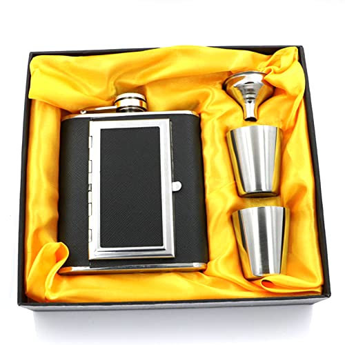 QTANZIQI Bouteille d'alcool à Whisky en Cuir PU de 6 oz en Acier Inoxydable avec Tasse