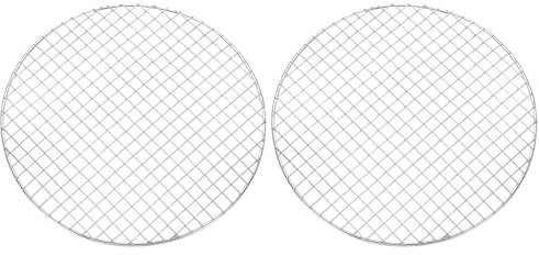 sourcing map Lot de 2 grilles de cuisson rondes de 29 cm de diamètre en acier inoxydable pour barbecue à air comprimé Argenté