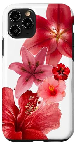 Red Hawaii Hibiscus Tiger Lily Flowers Tropical Summer Case for iPhone 11 Pro