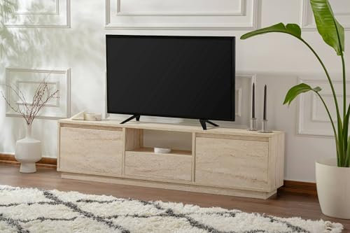 Dmora Mobile Porta TV Lovere, Credenza da Soggiorno, Armadio Basso per TV, Base Parete attrezzata, 160x30 h42 cm, Beige