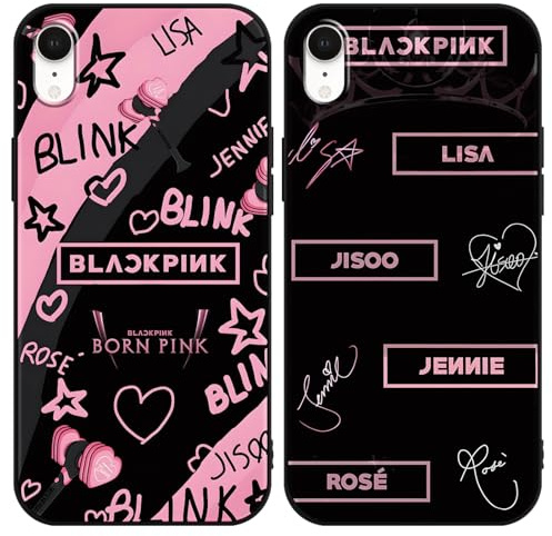 2 Pièces Coque pour Apple iPhone XR 6.1'', Blackpick KPOP Star Groupe D'idoles Lisa Rose Jenny Jisoo Protection Cover Etui Housse de Haute Qualité TPU Silicone Souple Anti-Rayures Antichoc Case
