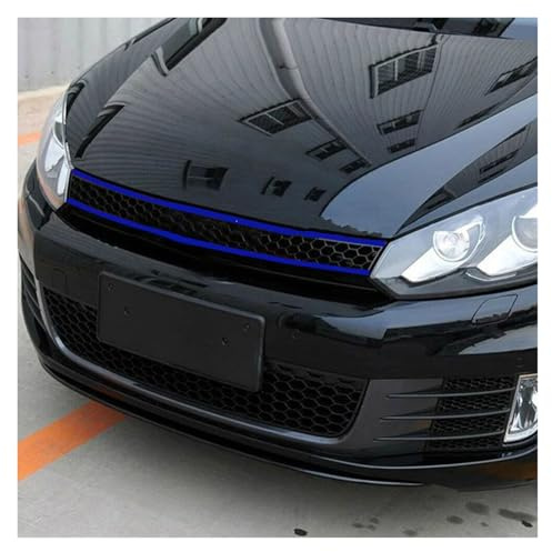Frontgrill 5 Stücke Für VW Für Golf 6 7 Für Tiguan Für Polo Für GTI Auto Front Hood Grille Reflektierende Aufkleber Streifen Auto Außen Styling Dekoration Trim Aufkleber Auto-Kühlergrill(Blau)