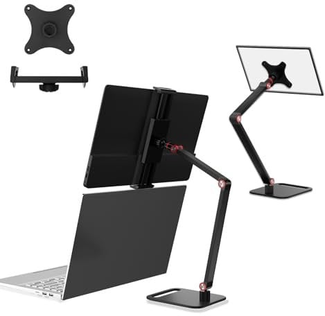 Support de moniteur portable pour écran de 4 à 17,3 pouces, support de tablette pour iPad, Kindle, support VESA, Echo Show 15, support d'écran universel extensible en hauteur réglable jusqu'à 16,5