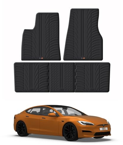 Travall Fussmatten Auto Set für Tesla Model S (2016-) Auto Zubehör Innenraum 100% Passgenau Gummimatten Antirutsch Fußmatten Schwarz Robuste Pflegeleichte Gummifußmatten