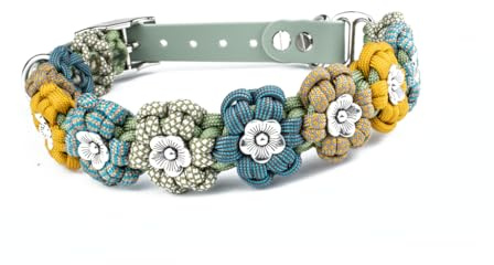 Hundehalsband Tierluxe Blumen Paracord (Sonnengarten, XXXL Halsumfang 50-57 cm)