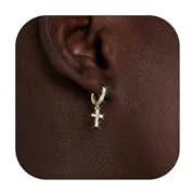Cross Hoop Earrings for Women Men Rhinestone Gold Silver Cross Dangle Earrings Small Huggie Hoops Earring Lightweight Crosses Jewelry for Men